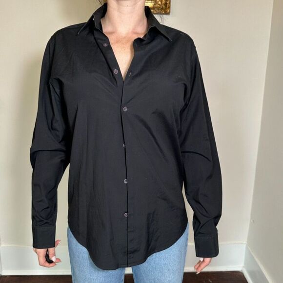 Theory Black Button Up Longsleeve Top Size M/L - Picture 1 of 4